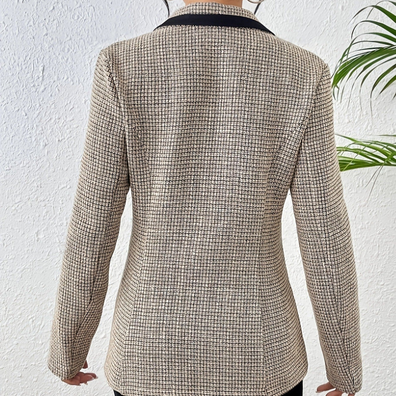 Chaqueta mujer tejido tweed solapa contraste estilo elegante - Noémie