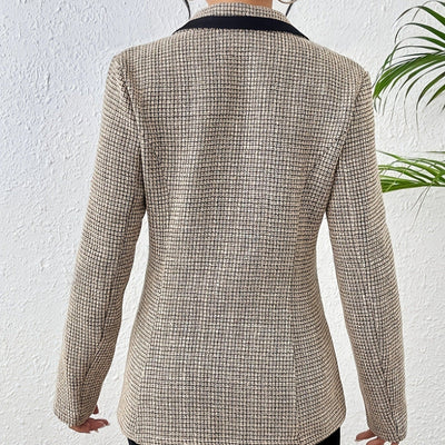 Chaqueta mujer tejido tweed solapa contraste estilo elegante - Noémie