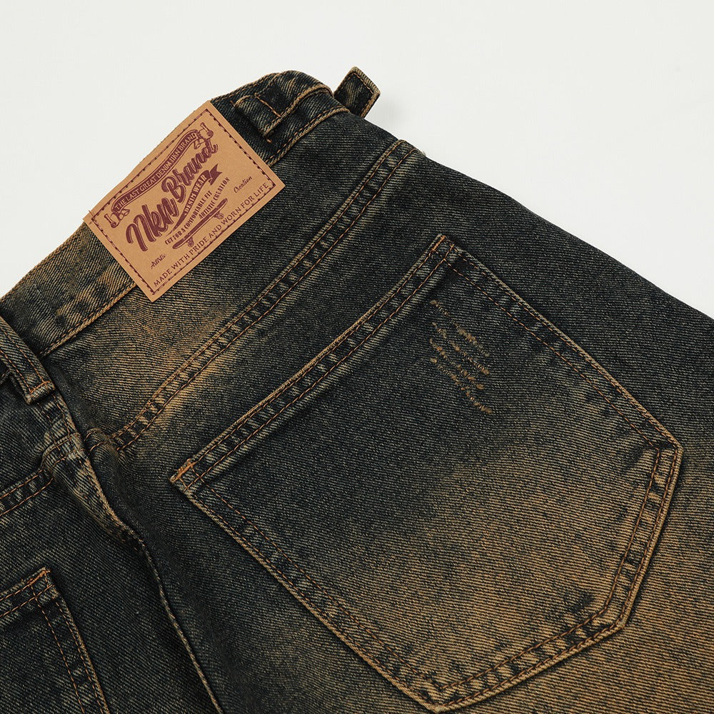 Jeans para hombre denim lavado efecto desgastado con corte recto - Lennart