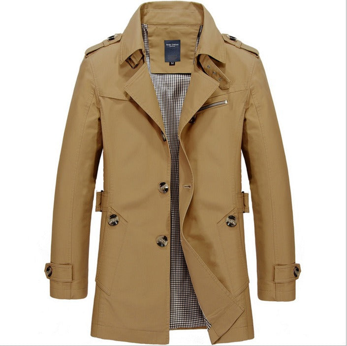 Abrigo hombre largo impermeable estilo trench botones dobles - Miles