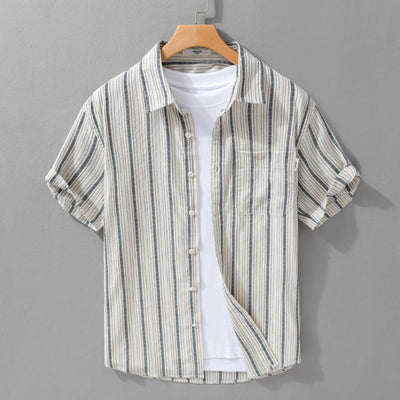 Camisa casual para hombre de manga corta lino a rayas - Gaël