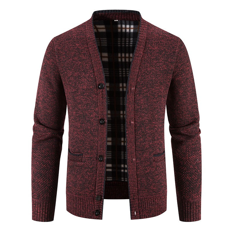 Cárdigan hombre punto forrado interior tartán estilo casual - Morten