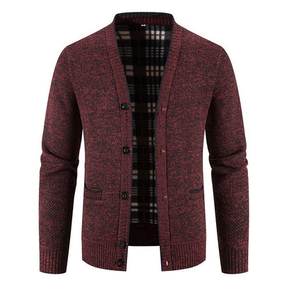 Cárdigan hombre punto forrado interior tartán estilo casual - Morten