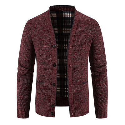 Cárdigan hombre punto forrado interior tartán estilo casual - Morten