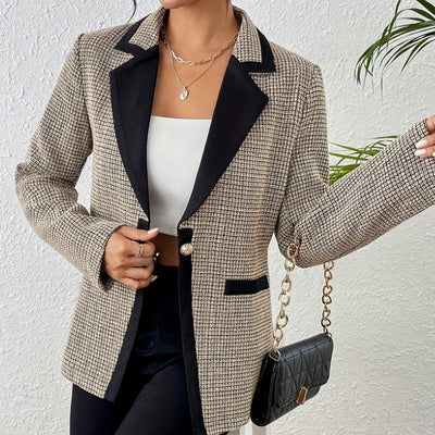 Chaqueta mujer tejido tweed solapa contraste estilo elegante - Noémie