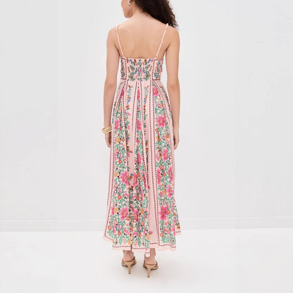 Vestido largo para mujer de tirantes finos estampado floral romántico - Tatiana