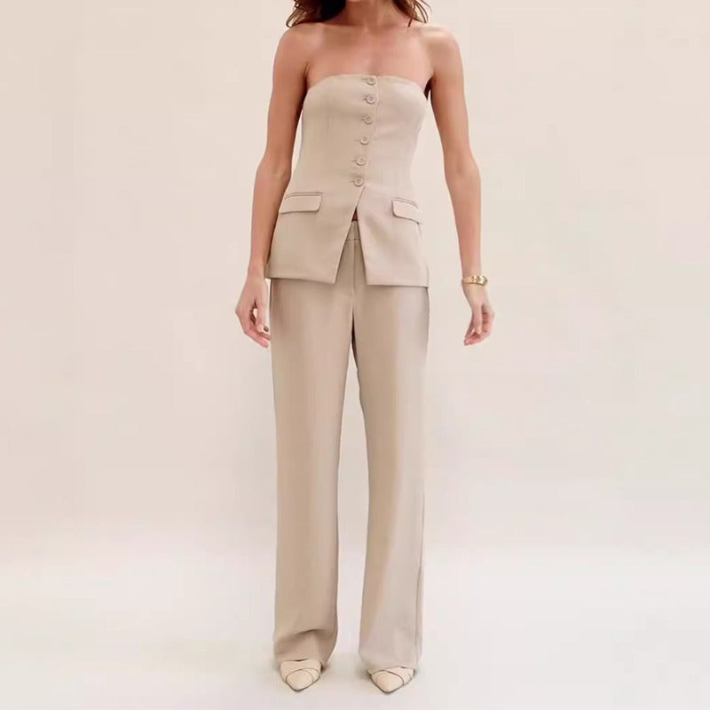 Conjunto para mujer elegante corsé estructurado con pantalón recto - Leticia
