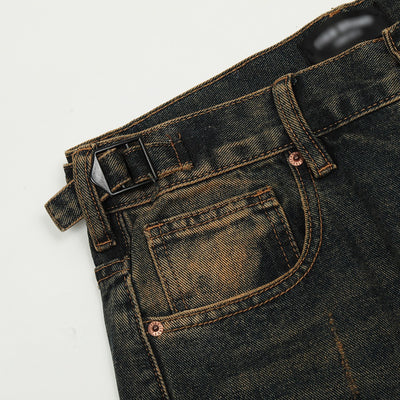 Jeans para hombre denim lavado efecto desgastado con corte recto - Lennart