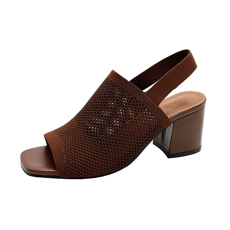 Sandalia mujer tejido transpirable tacón ancho - Danitza