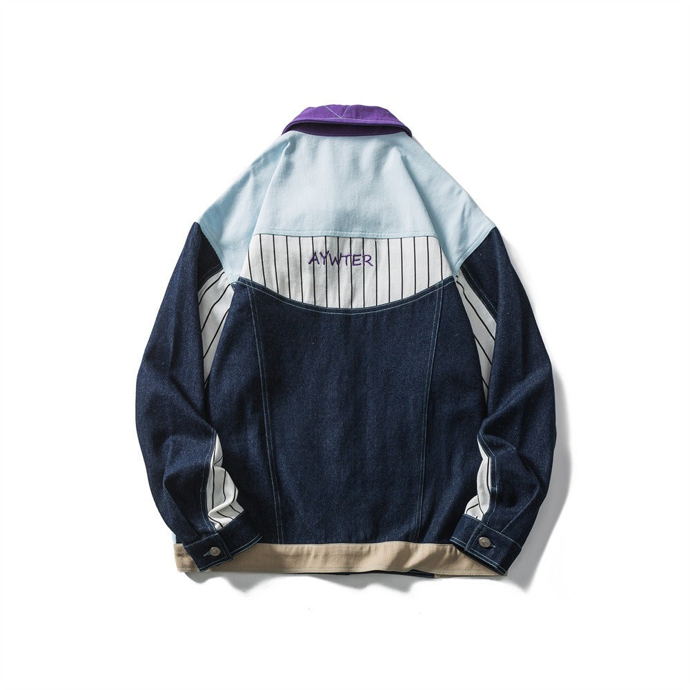 Chaqueta hombre patchwork denim multibolsillos diseño moderno - Keiro