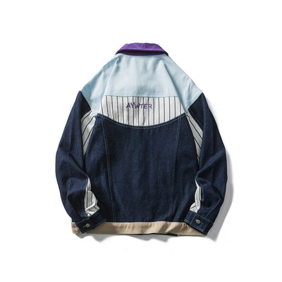 Chaqueta hombre patchwork denim multibolsillos diseño moderno - Keiro