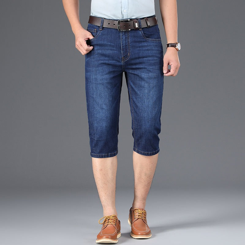 Bermudas para hombre de mezclilla elástica corte recto estilo casual - Raul