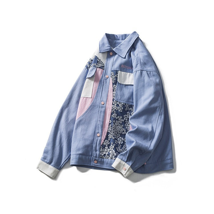 Chaqueta hombre estampado floral patchwork algodón - Elric