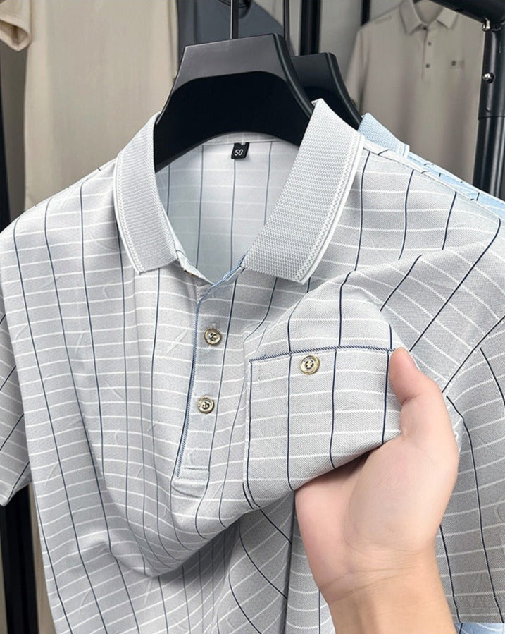 Polo hombre tejido transpirable estilo clásico con bolsillo - Gerardo