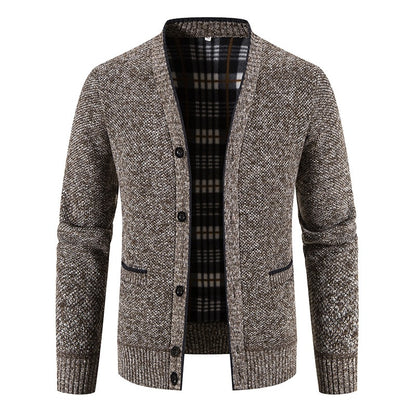 Cárdigan hombre punto forrado interior tartán estilo casual - Morten