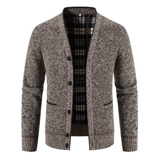 Cárdigan hombre punto forrado interior tartán estilo casual - Morten