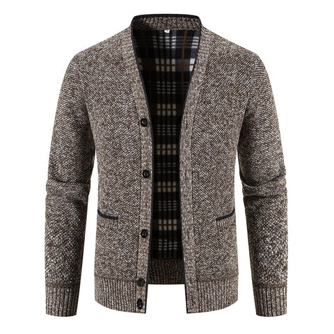 Cárdigan hombre punto forrado interior tartán estilo casual - Morten