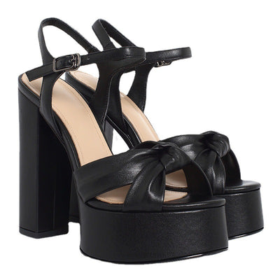 Sandalias de plataforma para mujer de piel sintética diseño anudado - Mireille