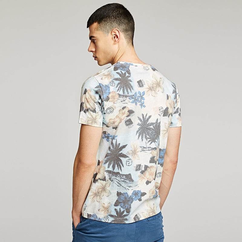 Camiseta para hombre con manga corta estampado floral estilo casual - Mateo
