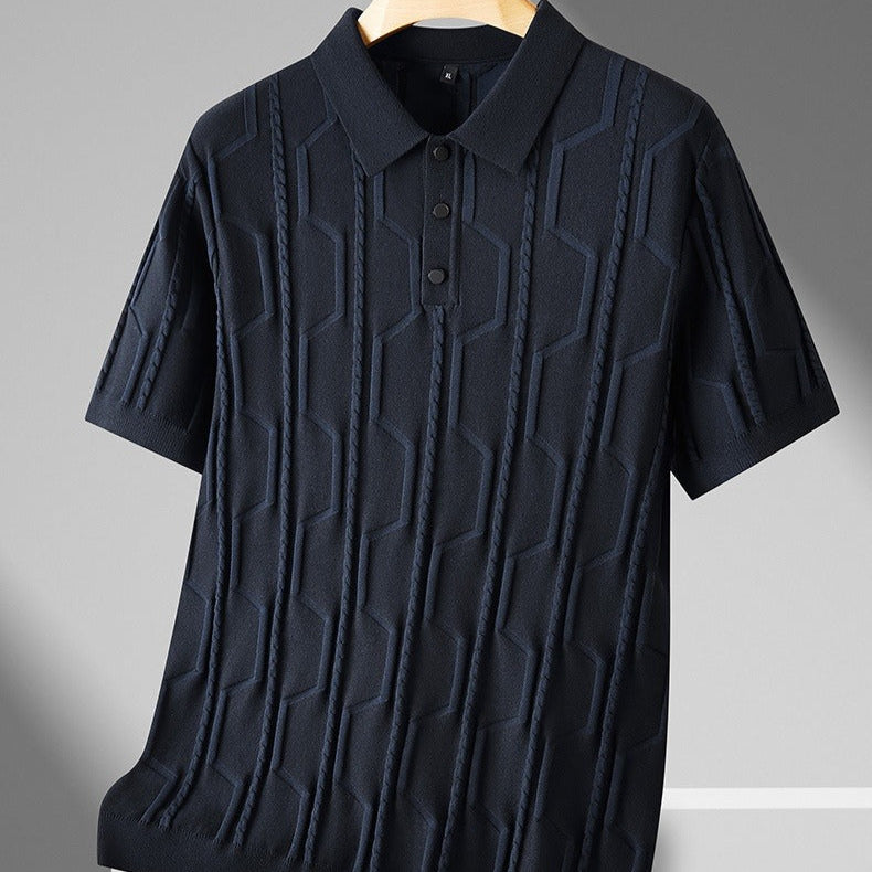 Polo de hombre con textura geométrica en punto estructurado - Matteo