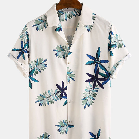 Camisa para hombre de manga corta viscosa estampado tropical - Théo