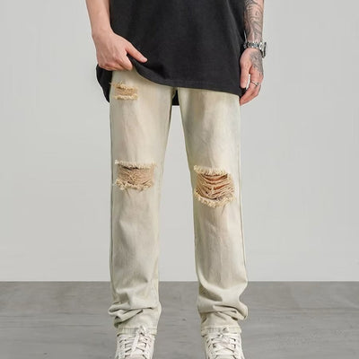 Jeans rotos para hombre denim desgastado corte recto - Gael