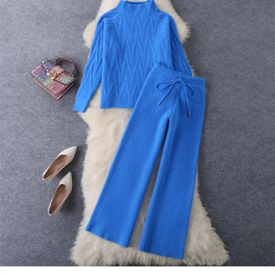 Conjunto punto mujer jersey trenzado y pantalón ancho - Melis