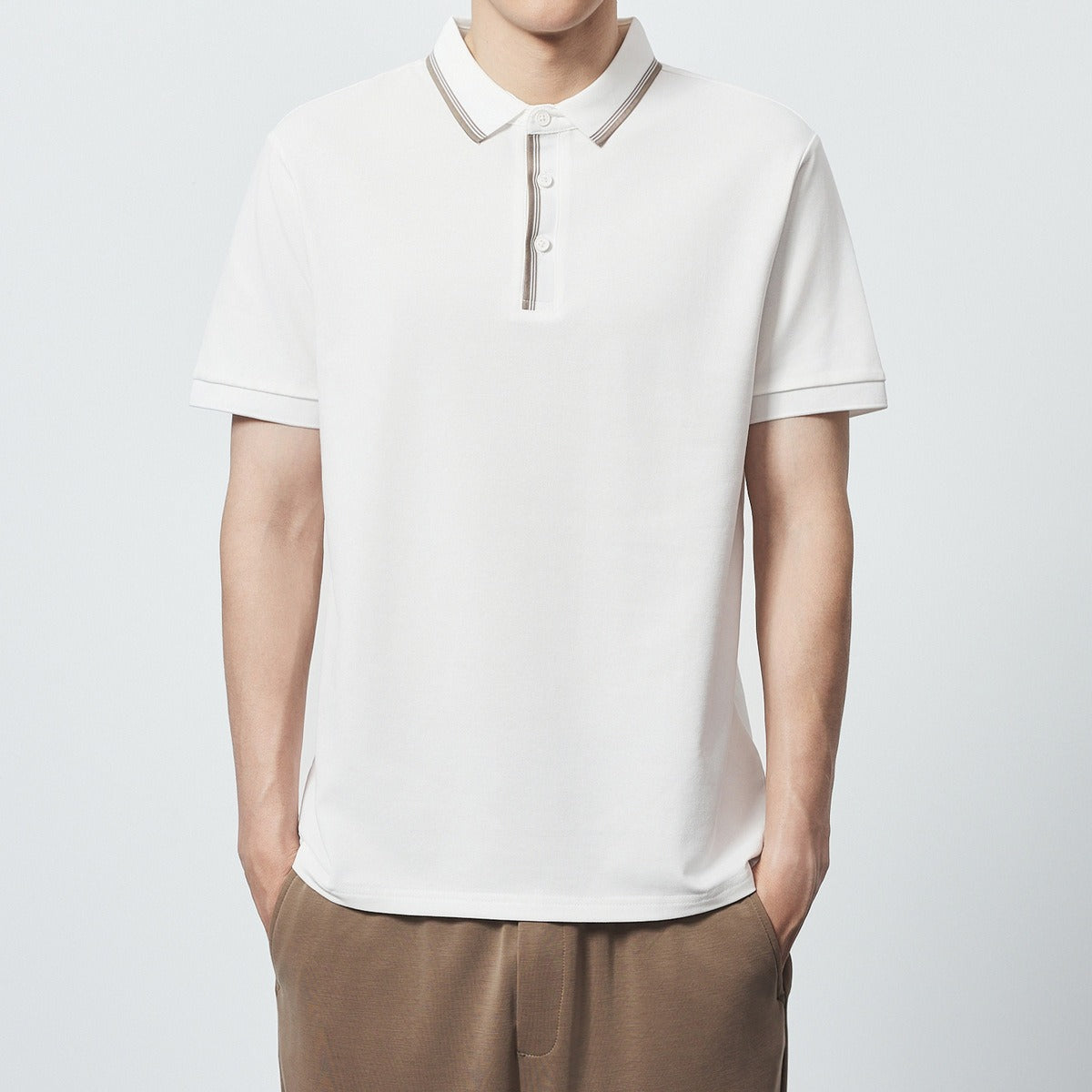 Polo para hombre de algodón peinado detalle contraste - Enzo