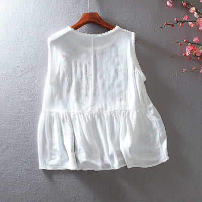 Blusa sin mangas bordado floral bohemio - Alondra