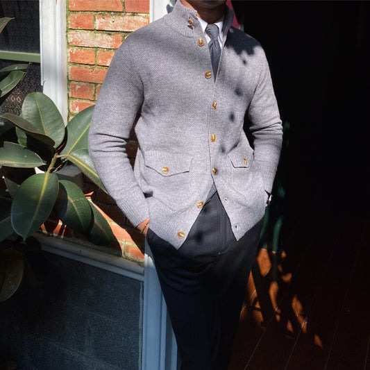 Cárdigan de punto grueso con cuello alto - Moose