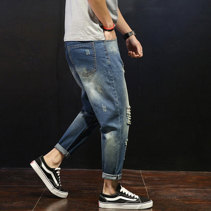 Pantalón vaquero hombre recto efecto desgastado rasgado - David