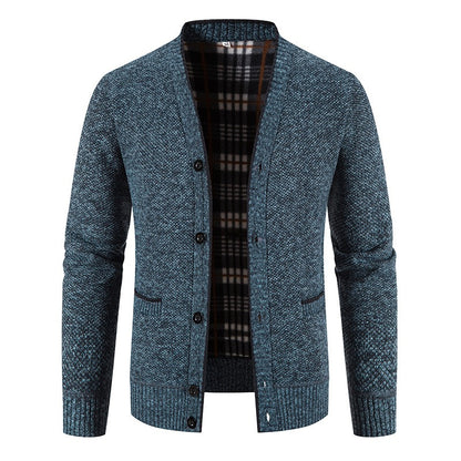 Cárdigan hombre punto forrado interior tartán estilo casual - Morten