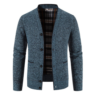 Cárdigan hombre punto forrado interior tartán estilo casual - Morten