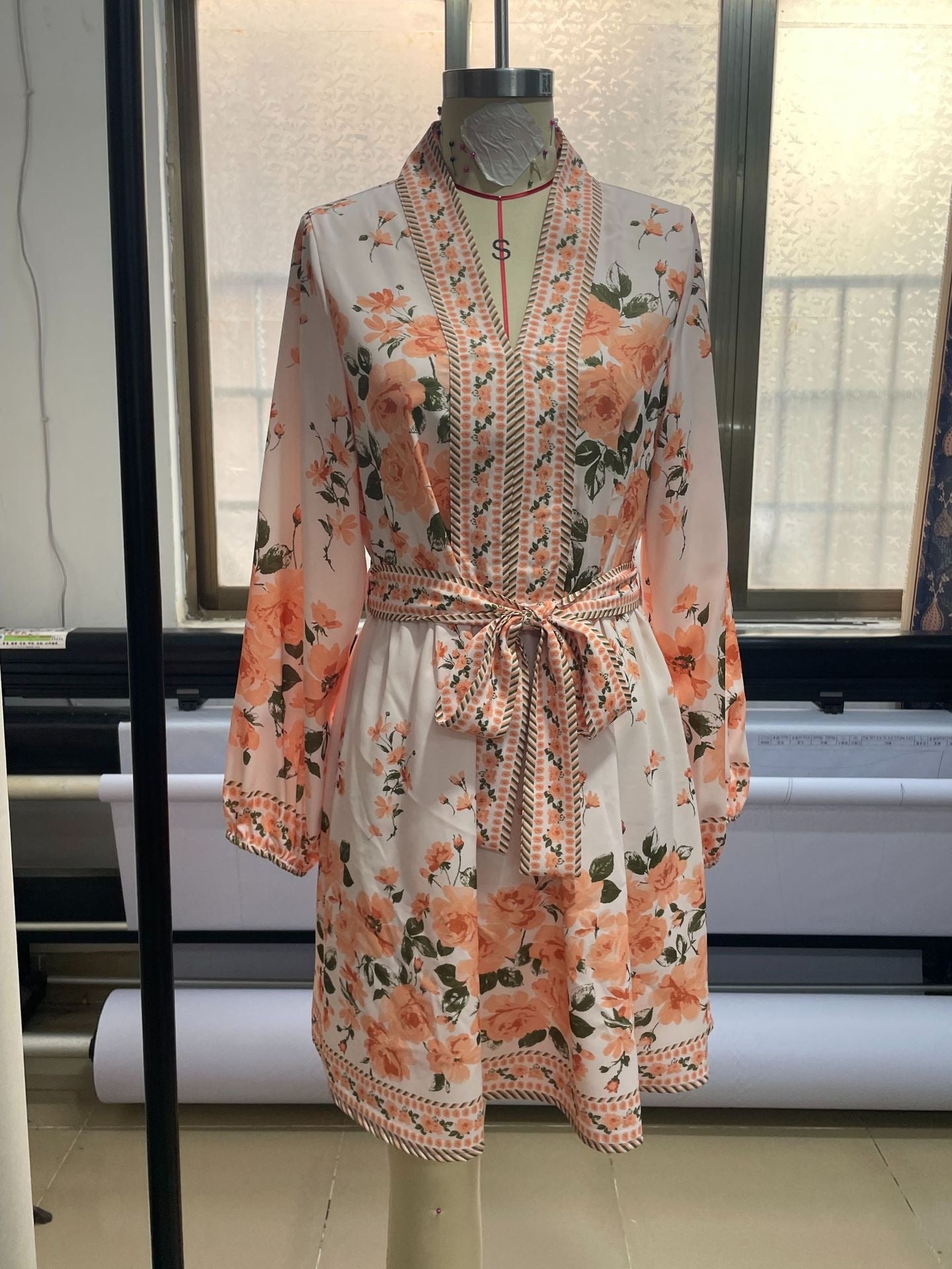 Vestido corto mujer floral bohemio con cinturón - Elvire