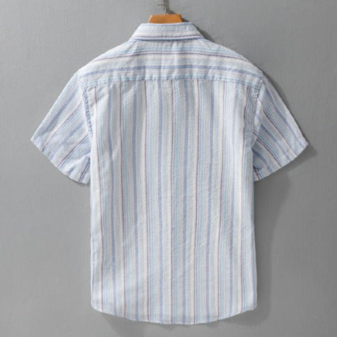 Camisa casual para hombre de manga corta lino a rayas - Hugo