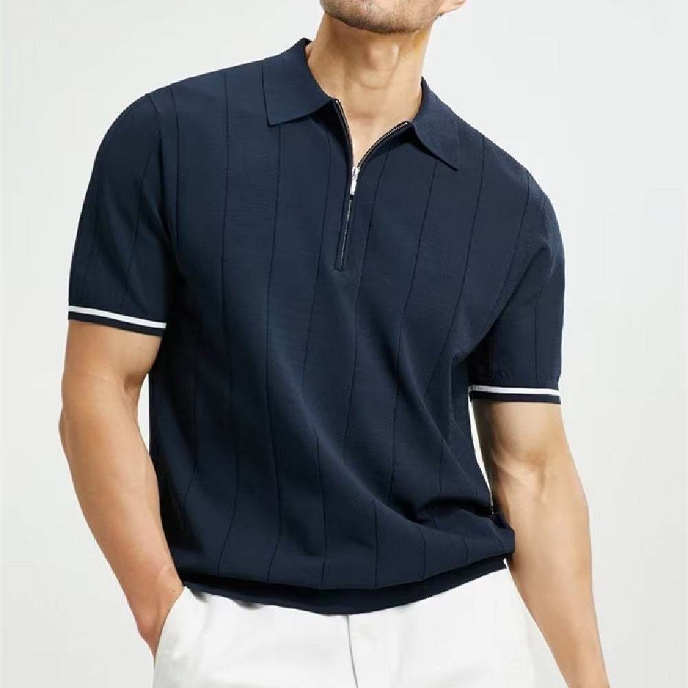 Polo para hombre de punto fino cremallera cuello estilo moderno - Marc