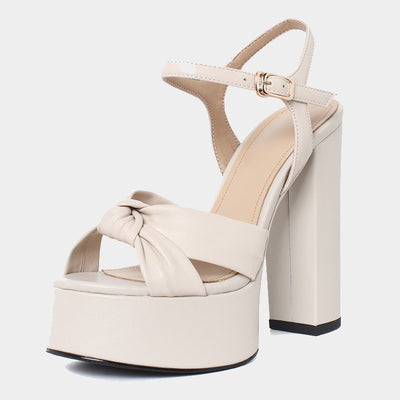 Sandalias de plataforma para mujer de piel sintética diseño anudado - Mireille