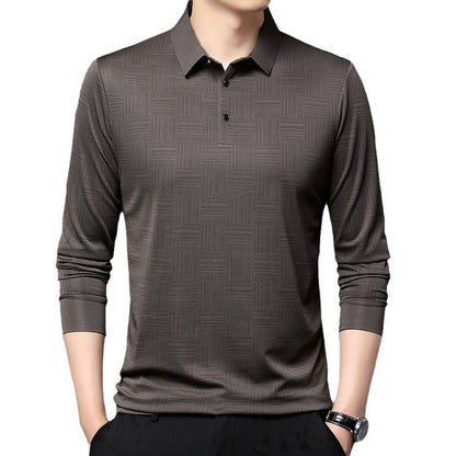 Camiseta polo para hombre de punto con textura geométrica y manga larga - Hugo