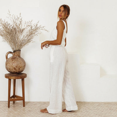 Conjunto de tirantes para mujer de lino estilo holgado - Martina