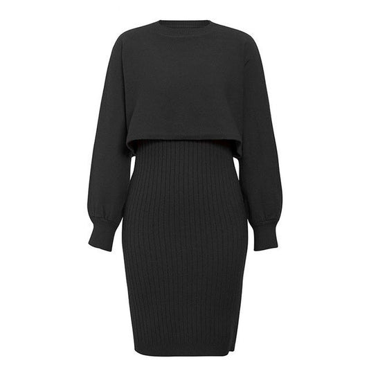 Vestido de punto con efecto dos piezas - Karine
