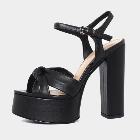 Sandalias de plataforma para mujer de piel sintética diseño anudado - Mireille