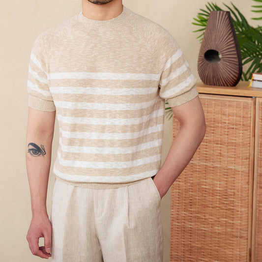 Camiseta para hombre de punto fino rayas horizontales - Benoît