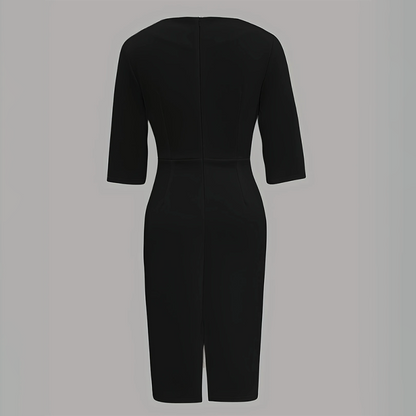 Vestido midi para mujer elegante entallado con detalle de perlas - Amaia
