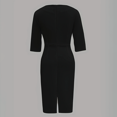 Vestido midi para mujer elegante entallado con detalle de perlas - Amaia