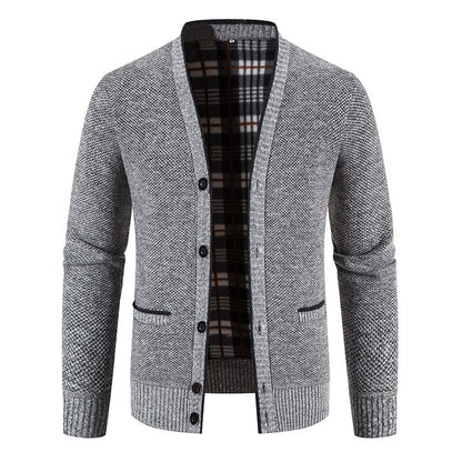 Cárdigan hombre punto forrado interior tartán estilo casual - Morten