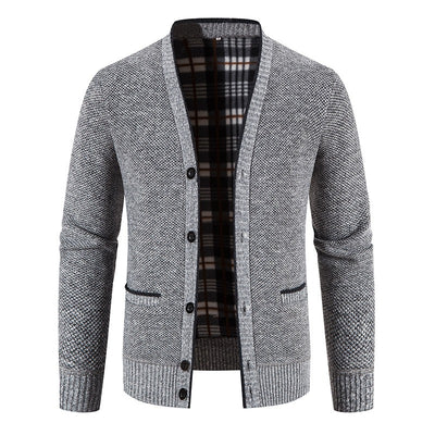 Cárdigan hombre punto forrado interior tartán estilo casual - Morten
