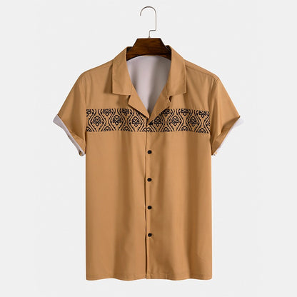 Camisa casual para hombre de manga corta con bordado geométrico - Sven