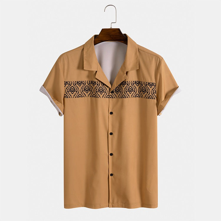 Camisa casual para hombre de manga corta con bordado geométrico - Sven