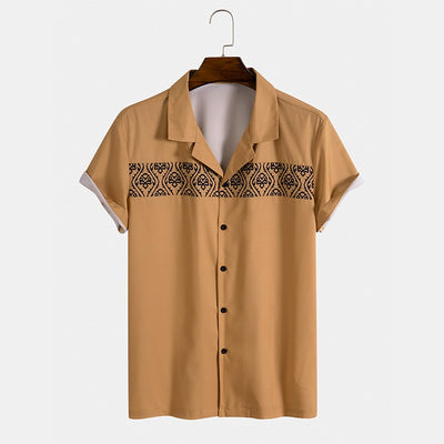 Camisa casual para hombre de manga corta con bordado geométrico - Sven