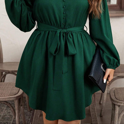 Vestido corto con lazo en cintura - Narella